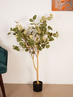 ARICK DECOR - 4Ft Artificial Green Eucalyptus Plant with Pot