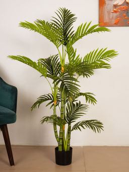 ARICK DECOR - 4.3Ft Artificial Green Golden Areca Palm Plant with Pot