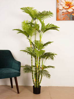 ARICK DECOR - 6Ft Artificial Green Golden Areca Palm Tree with Pot