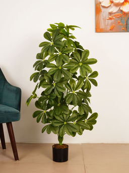 ARICK DECOR - 4Ft Artificial Green Schefflera Plant with Pot