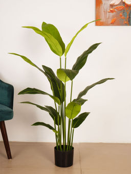 ARICK DECOR - 4.5Artificial Green Bird of Paradise Plant with Pot