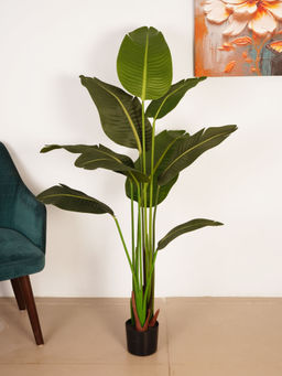 ARICK DECOR - 5Ft Artificial Green Bird of Paradise Plant with Pot