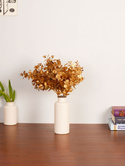 ARICK DECOR - Artificial Gold Sparkle Curly Flower Stub Stem Plant with Pot