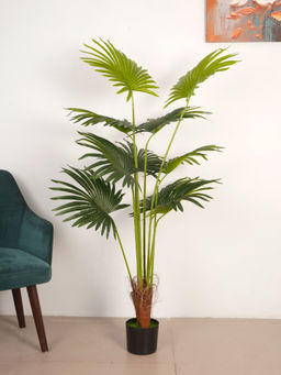 ARICK DECOR - 4.1Ft Artificial Green Palmetto Palm Tree with Pot
