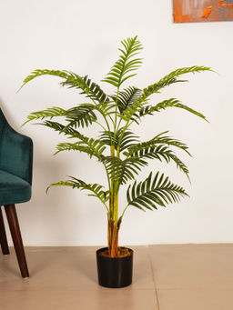 ARICK DECOR - 4Ft Artificial Green Areca Palm Plant with Pot