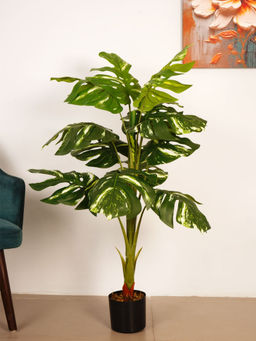ARICK DECOR - 3.1Ft Artificial Green Variegated Monstera Plant with Pot