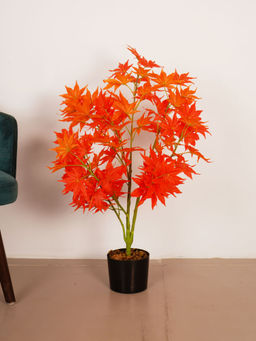 ARICK DECOR - 2.8Ft Artificial Orange Japanese Maple Tree in Pot