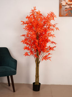 ARICK DECOR - 5.6Ft Artificial Orange Japanese Maple Tree in Pot