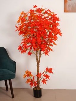 ARICK DECOR - 6Ft Artificial Orange Japanese Maple Tree in Pot