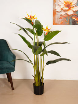 ARICK DECOR - 4Ft Artificial Green Bird of Paradise Plant with Pot