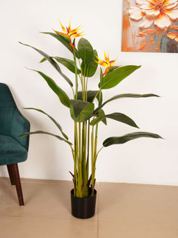 ARICK DECOR - 5Ft Artificial Green Bird of Paradise Plant with Pot