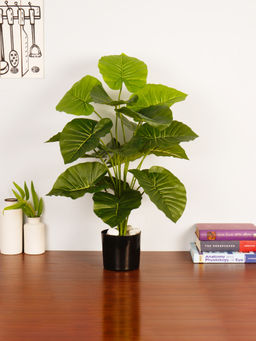 ARICK DECOR - Artificial Green Rubber 65Cm Faux Ficus Elastica Tree with Pot