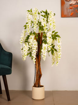 ARICK DECOR - 4Ft Artificial White Wisteria Flowers Tree in Pot