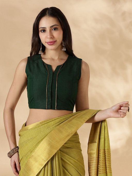 Abhishti Green Sleeveless Round Neck Stitched Blouse
