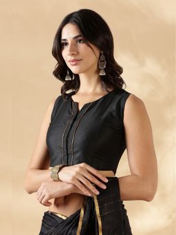 Abhishti - Black Sleeveless Round Neck Stitched Blouse