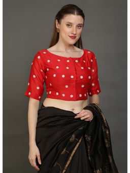 Palash - Red Hand Embroidered Chanderi Stitched Blouse