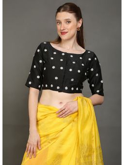 Palash - Black Hand Embroidered Chanderi Stitched Blouse