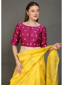 Palash - Purple Hand Embroidered Chanderi Stitched Blouse