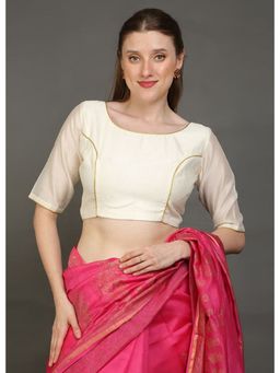 Palash - Off White Semi Backless Chanderi Stitched Blouse