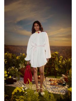 Nirmooha - White Sleek Statement Shirt Dress with Belt (Set of 2)