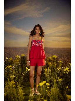 Nirmooha - Pink Chic Chevron Shorts with Top (Set of 2)