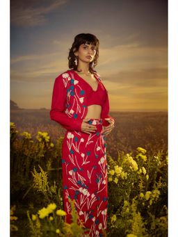 Nirmooha - Pink Crimson Dream Cropped Jacket