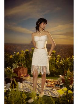 Nirmooha - White Halo Skirt with Corset Top (Set of 2)