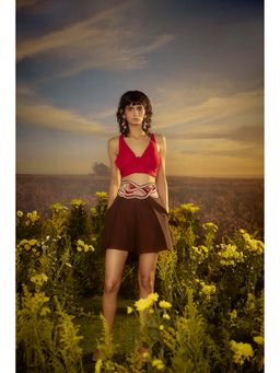 Nirmooha - Red Strappy Skirt with Bralette (Set of 2)