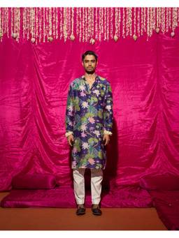Chrkha - Bhado Purple Printed Kurta with Salwar and Stole