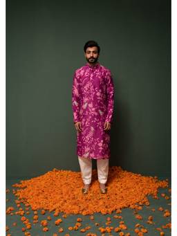 Chrkha - Masakali Magenta Printed Kurta With Pant