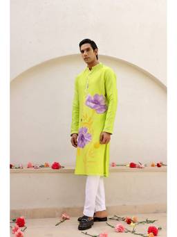 Chrkha - Garden Green Kurta with Pant