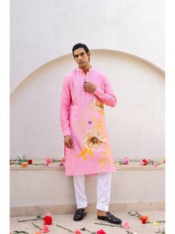 Chrkha - Garden Pink Kurta with Pant