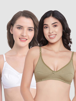 Clovia - Pack Of 2 Cotton Non-Padded Non-Wired Full Cup Bra - White