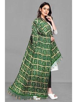 Trendmalls - Women's Green Bandhej Chinon Silk Dupatta