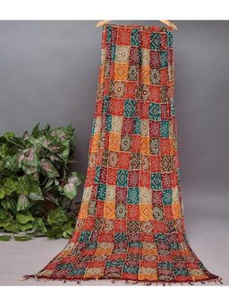 Trendmalls - Women's Mulitcolor Bandhej Chinon Silk Dupatta