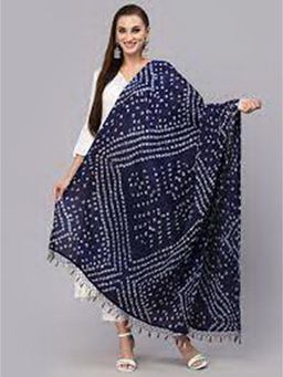 Trendmalls - Women's Blue Bandhani Print Silk Blend Dupatta