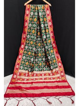 Trendmalls - Women's Green Jacquard Silk Design Dupatta