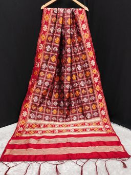 Trendmalls - Women's Maroon Jacquard Silk Design Dupatta