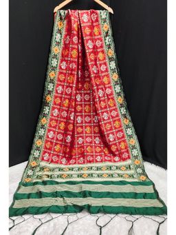 Trendmalls - Women's Red Jacquard Silk Design Dupatta