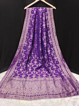 Trendmalls - Women's Purple Silk Ethnic Motiff Design Dupatta