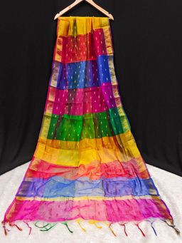 Trendmalls - Women's Multi Colour Chinon Silk Weaving MultiColor Stripes Design Dupatta