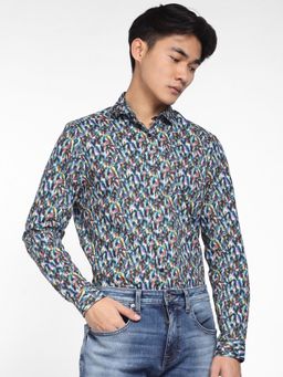 Jack & Jones - Blue Abstract Print Full Sleeves Shirt