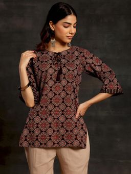 Libas - Women Ethnic Motif Printed Black Kurti