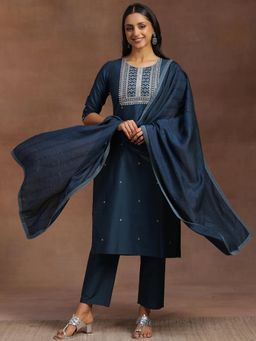 Libas - Teal Embroidered Kurta with Pant & Dupatta