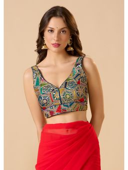 SALWAR STUDIO - Blue Georgette Readymade Embroidered Stitched Blouse