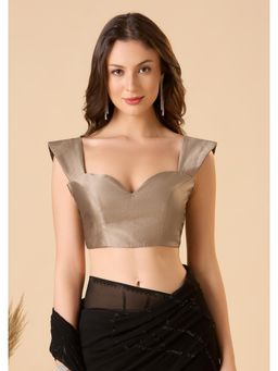 SALWAR STUDIO - Copper Taffeta Readymade Solid/Plain Stitched Blouse