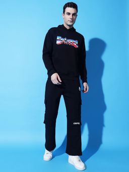 Griffel - Printed Regular Fit Black Tracksuit (Set of 2)