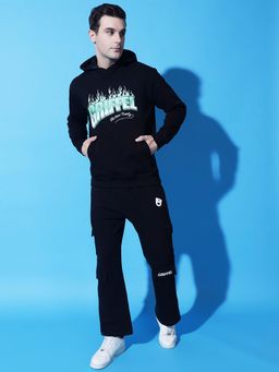 Griffel - Printed Regular Fit Black Tracksuit (Set of 2)