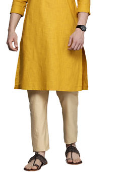 Manyavar - Beige Blended Viscose Solid Pencil Pyjama