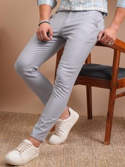 LOCOMOTIVE - Mens Mid Rise Slim Straight Cotton Trouser